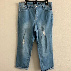 Susan Graver Regular Straight Leg Distressed Ankle Jean - Sz 16 a566572